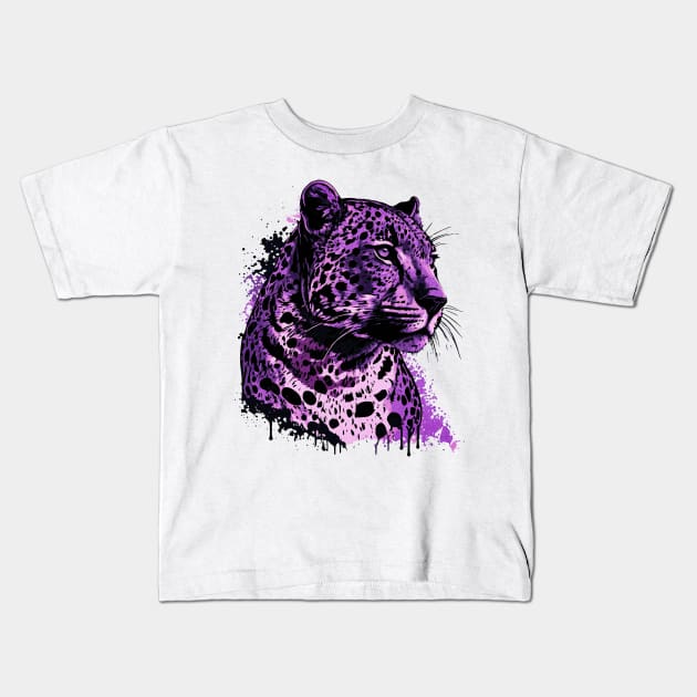 Purple Jaguar Kids T-Shirt by Muganne Creates